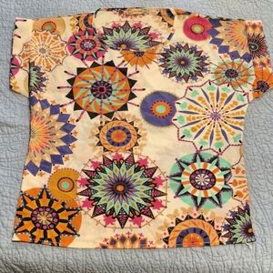 Vibrant Mandala Print Short Sleeve Top